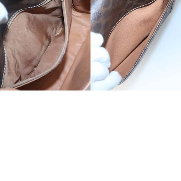 CELINE Macadam Canvas Shoulder Bag Pvc Leather Brown Gold - Picture 12 of 12